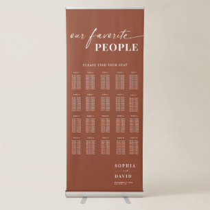 Boho Terracotta Calligraphy Wedding Seating Chart Retractable Banner