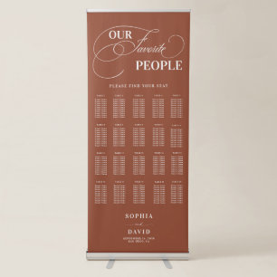 Boho Terracotta Calligraphy Wedding Seating Chart Retractable Banner