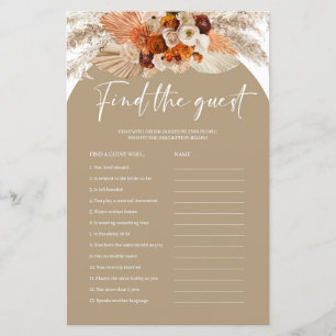 Boho terracotta copper pampas find the guest game