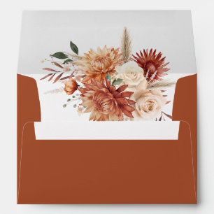 Boho Terracotta Dahlia Rose Floral Elegant Wedding Envelope