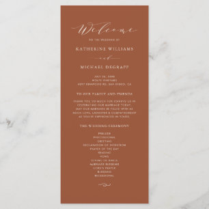 Boho Terracotta Dainty Script Wedding Ceremony Programme