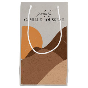 Boho Terracotta Desert Sun Mountains Abstract Small Gift Bag