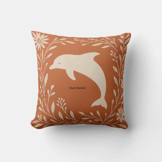 Boho Terracotta Dolphin Pillow | Add Text/Name