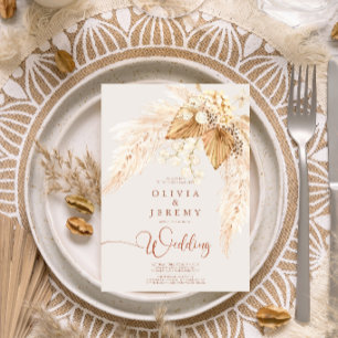  Boho Terracotta Dried Flowers and Pampas Grass  I Invitation