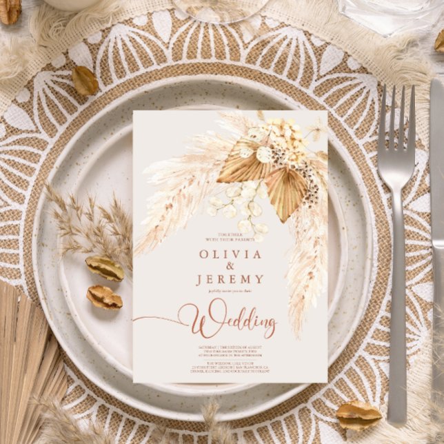  Boho Terracotta Dried Flowers and Pampas Grass  I Invitation (Creator Uploaded)