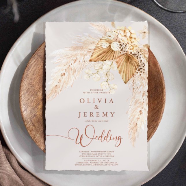  Boho Terracotta Dried Flowers and Pampas Grass Invitation (Creator Uploaded)