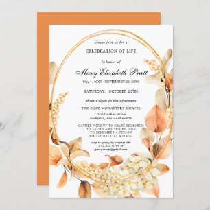 Boho Terracotta Dried Palm Celebration of Life  Invitation