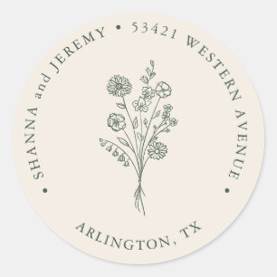 Boho Terracotta Elegant Minimal   Return Address C Classic Round Sticker