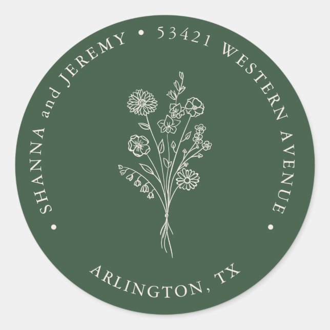 Boho Terracotta Elegant Minimal | Return Address Classic Round Sticker (Front)