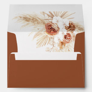 Boho Terracotta Envelopes   Modern Pampas Grass