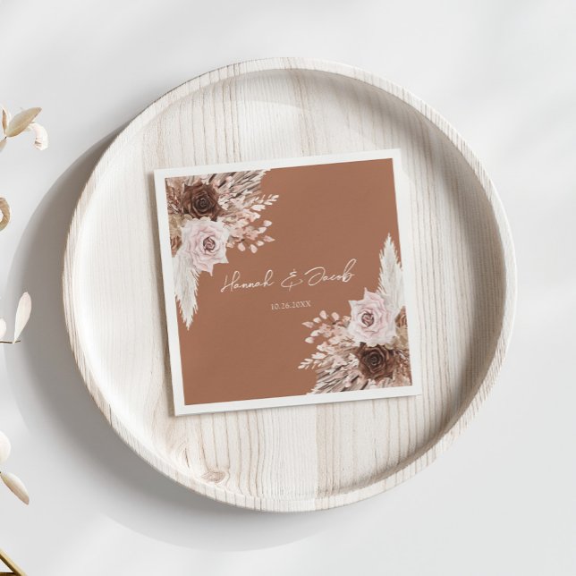 Boho Terracotta Fall Floral Wedding Napkin (Creator Uploaded)