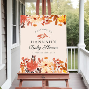 Boho Terracotta Fall Wildflower Baby Shower Sign