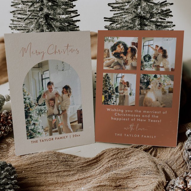 Boho Terracotta Family Photo Christmas Card (Creator Uploaded)