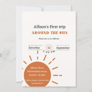 Boho terracotta first trip around the sun  invitation