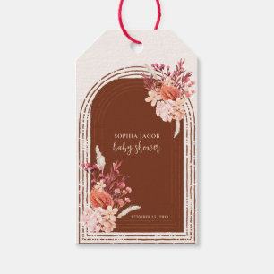 Boho Terracotta Floral Arch Baby Shower Gift Tags