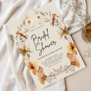Boho Terracotta Floral Arch Bridal Shower  Invitation