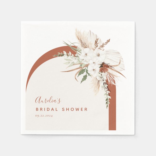 Boho Terracotta Floral Arch  Napkin (Front)