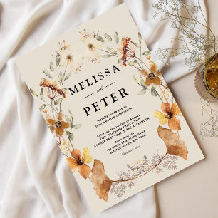 Boho Terracotta Floral Arch Wedding Invitation