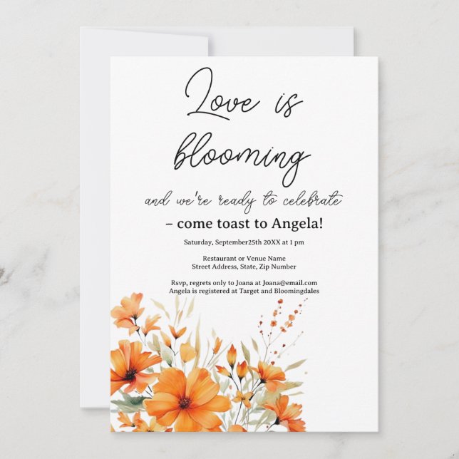 Boho Terracotta Floral Bridal Shower Invitation (Front)