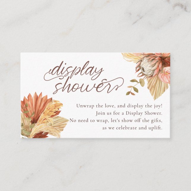 Boho Terracotta floral  Display Shower Enclosure Card (Front)