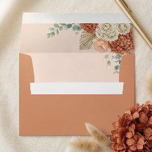 Boho Terracotta Floral Fall Wedding Envelope
