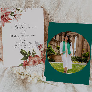 Boho Terracotta Floral Graduation Invitation