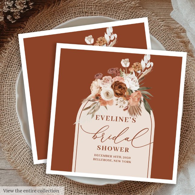 Boho Terracotta Floral Napkins for Bridal Shower (Boho Terracotta Floral Napkins for Bridal Shower)