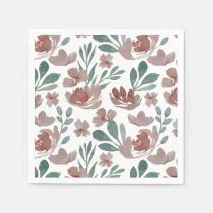 Boho Terracotta Floral Pattern Wedding Napkin