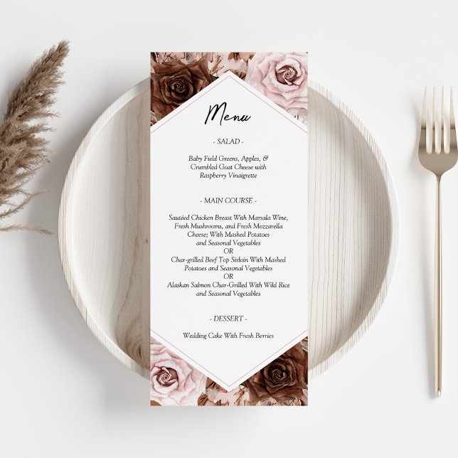 Boho Terracotta Floral Wedding Menu (Creator Uploaded)