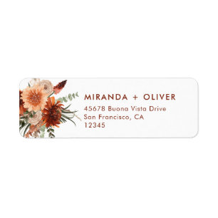 Boho Terracotta Floral Wedding Return Address 