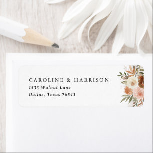 Boho Terracotta Floral Wedding Return Address