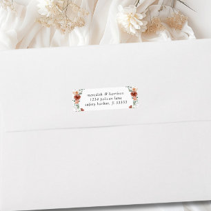 Boho Terracotta Floral Wedding Return Address