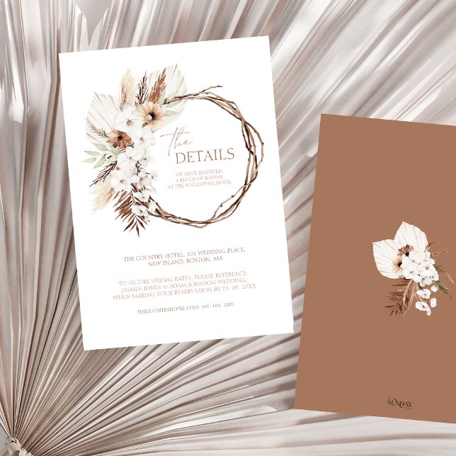 Boho Terracotta Floral Wreath Wedding Details Enclosure Card (Boho Terracotta Floral Wreath Wedding Details Enclosure Card)