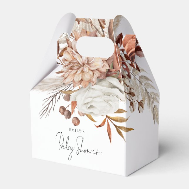 Boho Terracotta Florals Baby Shower Thanks Favour Box (Front Side)