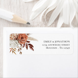 Boho Terracotta Florals Name Return Address