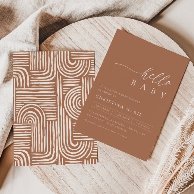 Boho Terracotta Gender Neutral Baby Shower Invitation (Creator Uploaded)