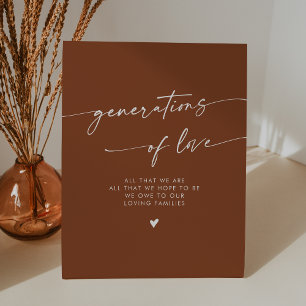 Boho Terracotta Generations of Love Wedding Pedestal Sign