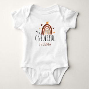 Boho Terracotta Girl Birthday MS Onederful  Baby Bodysuit