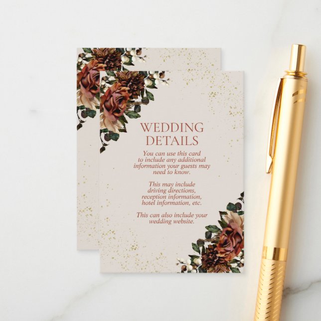 Boho Terracotta Greenery Details Enclosure Card (Front/Back In Situ)