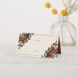 Boho Terracotta Greenery Floral Wedding Place Card