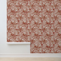 Boho Terracotta Grey Leaf Print Pattern