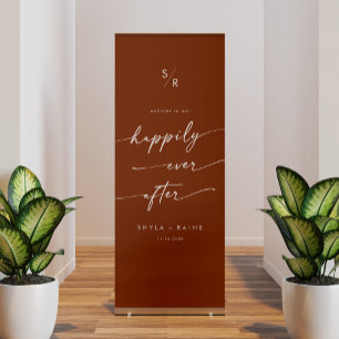 Boho Terracotta Happily Ever After Welcome Retractable Banner