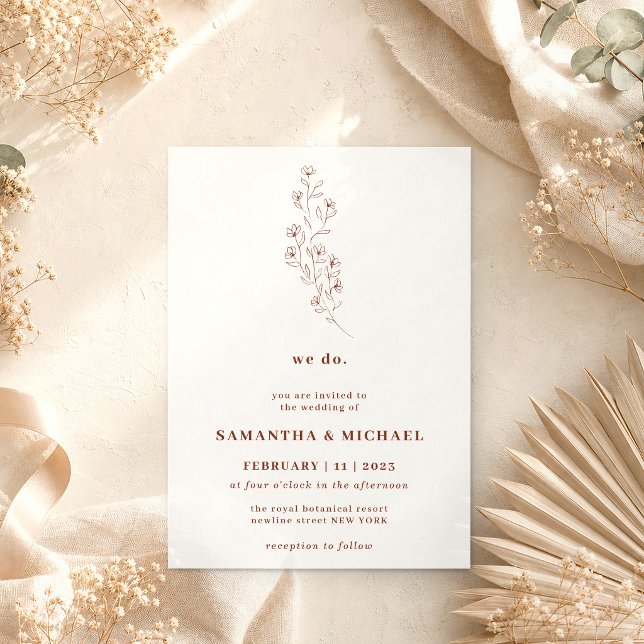Boho Terracotta Indie Rustic Botanic we do flower Invitation (Creator Uploaded)