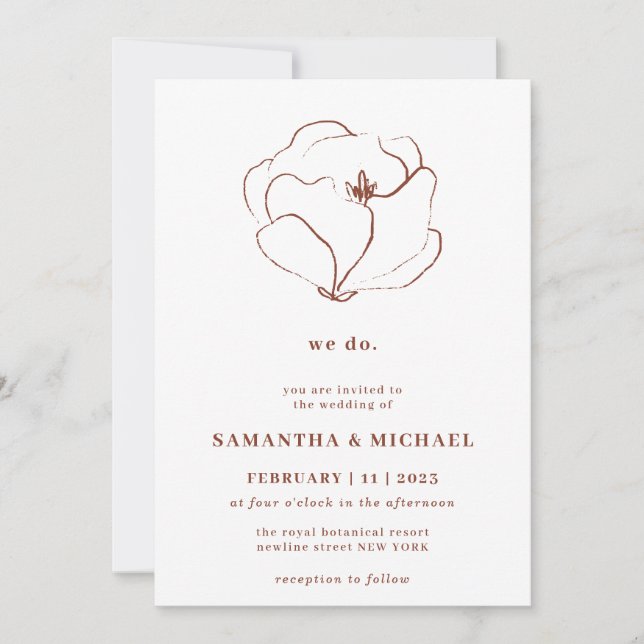 Boho Terracotta Indie Rustic Eucalyptus we do Invitation (Front)