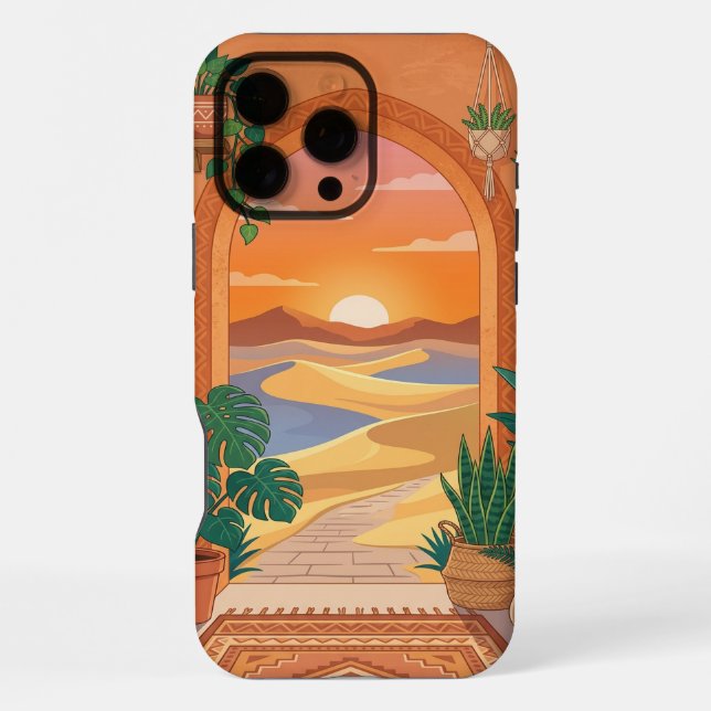 Boho Terracotta iPhone 16 Pro Max Case | Tropical  (Back)