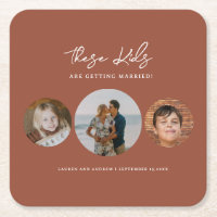 Boho Terracotta Kids Photo Wedding Save The Date 