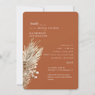 Boho Terracotta Kraft Paper Bridal Shower  Invitation