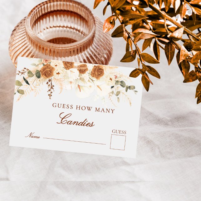 Boho Terracotta Lilies Candy Jar Guessing Game Card (Creator Uploaded)
