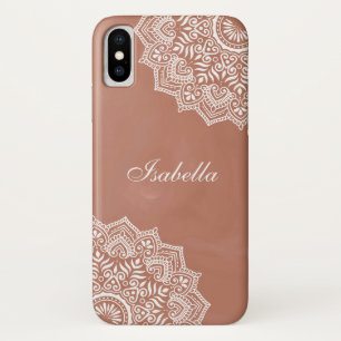 Boho Terracotta Mandala Custom Name iPhone X Case