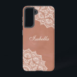 Boho Terracotta Mandala Custom Name Samsung Galaxy Case<br><div class="desc">Introducing the Boho Terracotta Mandala Custom Name Samsung Galaxy S21 Case! Add a touch of personalised style to your phone with this unique and eye-catching accessory. Crafted on a matt terracotta base, it features a stunning white mandala design that exudes bohemian charm. But that's not all - you can make...</div>